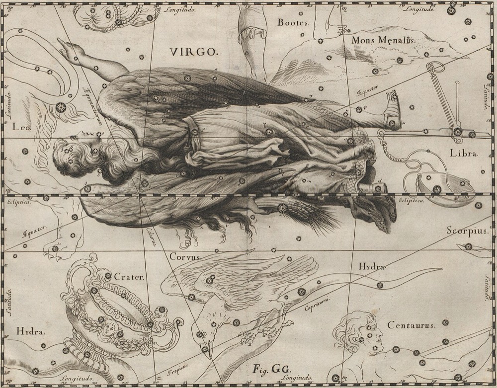 おとめ座のヘヴェリウス星図
